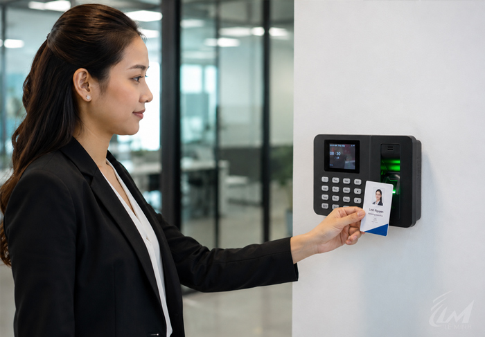 nhân viện quẹt thẻ từ chấm công
