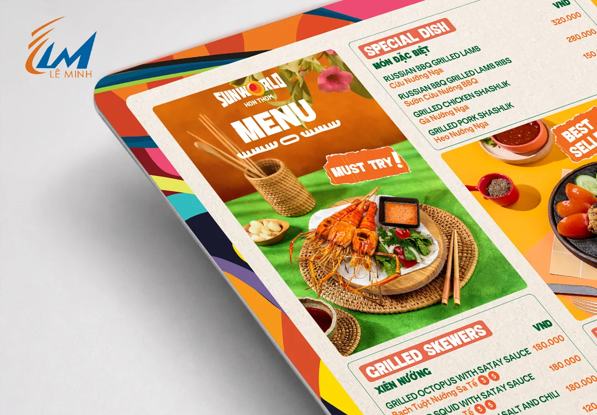 Menu nhựa in 2 mặt A4